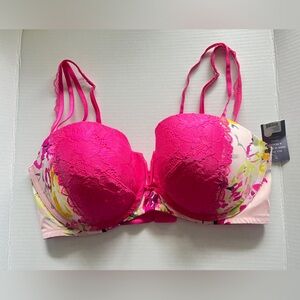 Cacique Seriously Sexy lightly padded Pink Floral Lace Bra
